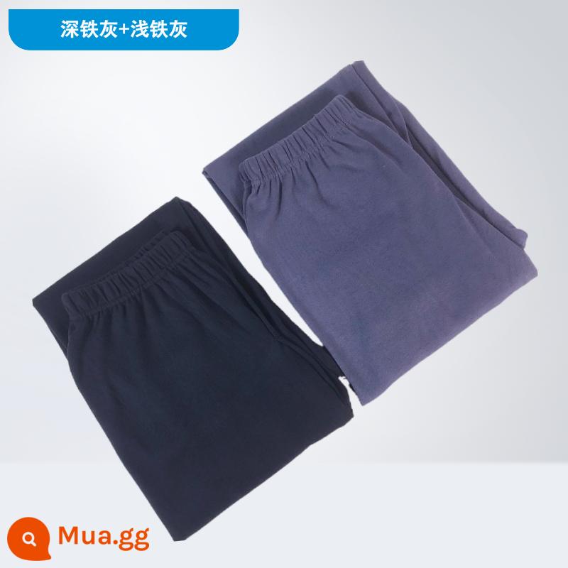 Quần vệ sinh lưng cao cotton nguyên chất 100% cotton cổ điển quần vệ sinh quần trong mỏng dành cho người trung niên và người già cộng với quần cotton rộng rãi - Xám sắt đậm + xám sắt nhạt [2 gói] cotton nguyên chất