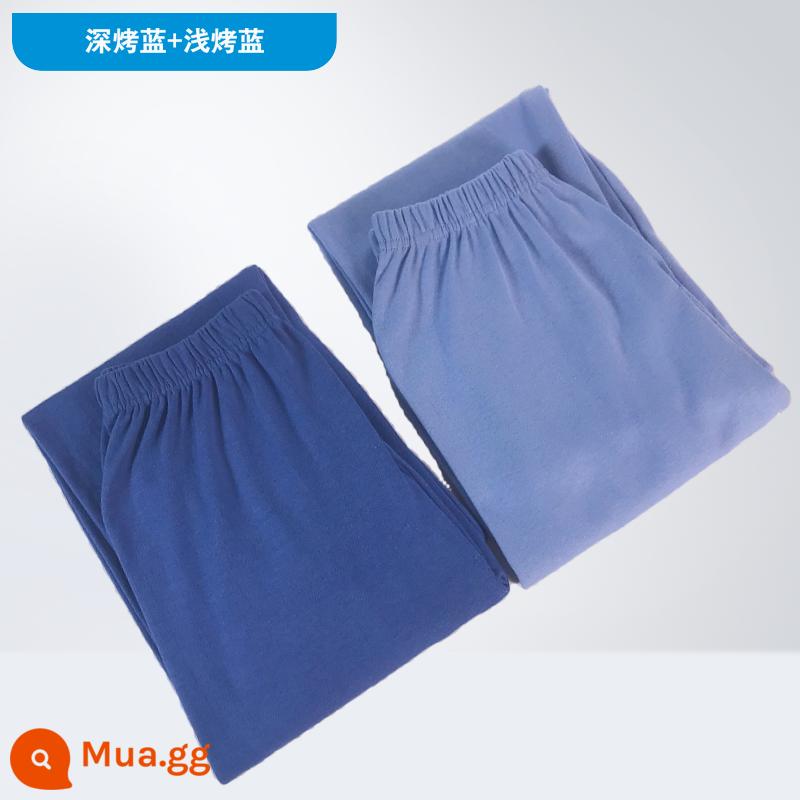 Quần vệ sinh lưng cao cotton nguyên chất 100% cotton cổ điển quần vệ sinh quần trong mỏng dành cho người trung niên và người già cộng với quần cotton rộng rãi - Xanh rang đậm + xanh rang nhạt [2 gói] cotton nguyên chất