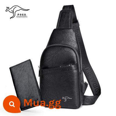 Sati Kangaroo nam Body Body Body Body Global Leather Fashion Vai vai Backpack nhỏ Backpack Cingard Shop Bag Brand Skin Brand - Màu nâu có ví (có giao diện USB)