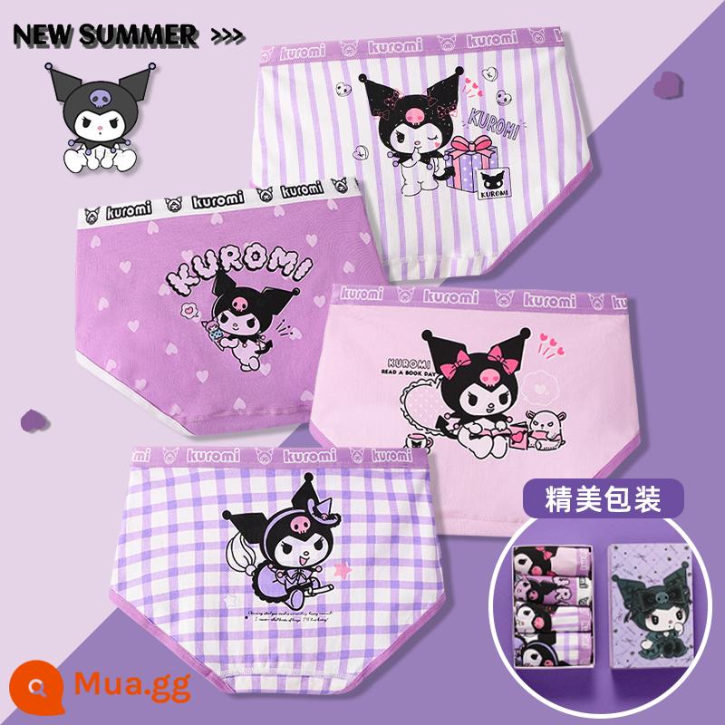 Quần lót bé gái, quần sịp cotton trẻ em, quần sịp võ sĩ Kuromi 100% cotton cho bé gái, quần đùi boxer cho bé - Tóm tắt-Culomi*