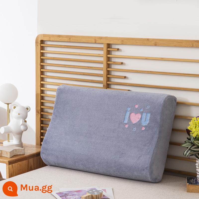 Vỏ gối cao su vỏ gối 5535 lõi gối nhớ 60x40cm mùa thu đông dày nhung sữa 50*30 gói đơn - Love milk nhung xám bạc nhạt (áo gối đơn không có lõi gối)