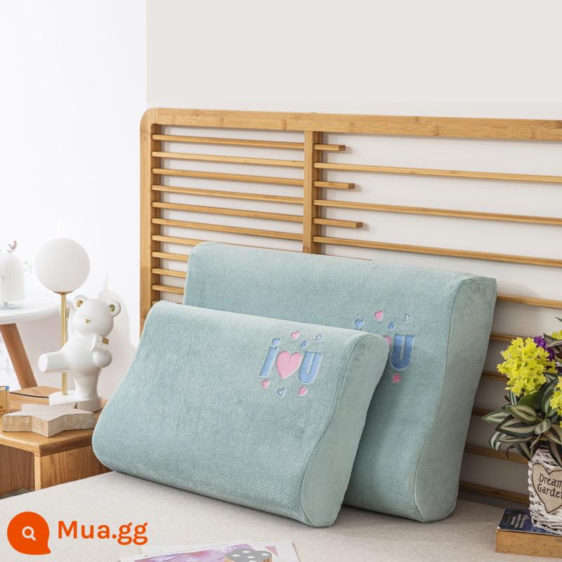 Vỏ gối cao su vỏ gối 5535 lõi gối nhớ 60x40cm mùa thu đông dày nhung sữa 50*30 gói đơn - Love milk nhung xanh matcha (áo gối đơn không có gối lót)