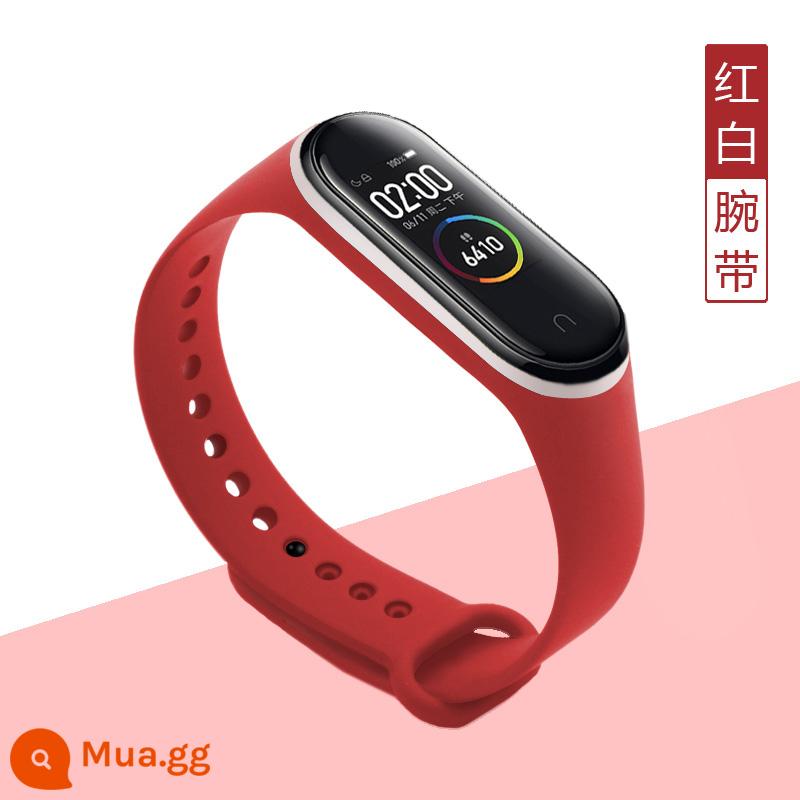 Dây đeo cổ tay Mi Bracelet 4/5/6/7 Dây đeo Mi Bracelet 3/2 Phiên bản 3NFC Smart Sport Silicone Cá tính Hợp thời trang Nam và Nữ 23456 Thế hệ Dây đeo cổ tay thay thế chính hãng không chính hãng - đỏ và trắng