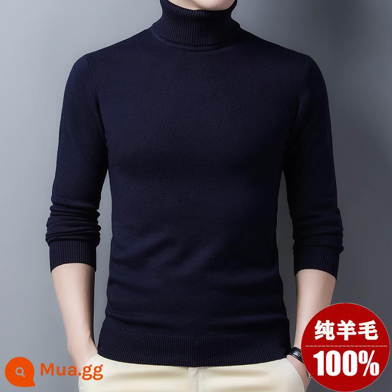 Ordos Thu Đông 100% Nguyên Chất Áo Len Nam Cổ Cao Nửa Áo Len Dày Ấm Dệt Kim Cashmere Lưng - Thượng Thanh/cổ cao