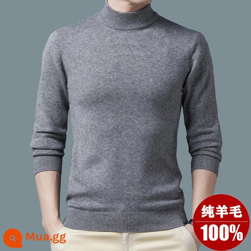 Ordos Thu Đông 100% Nguyên Chất Áo Len Nam Cổ Cao Nửa Áo Len Dày Ấm Dệt Kim Cashmere Lưng - cổ áo màu xám/giả