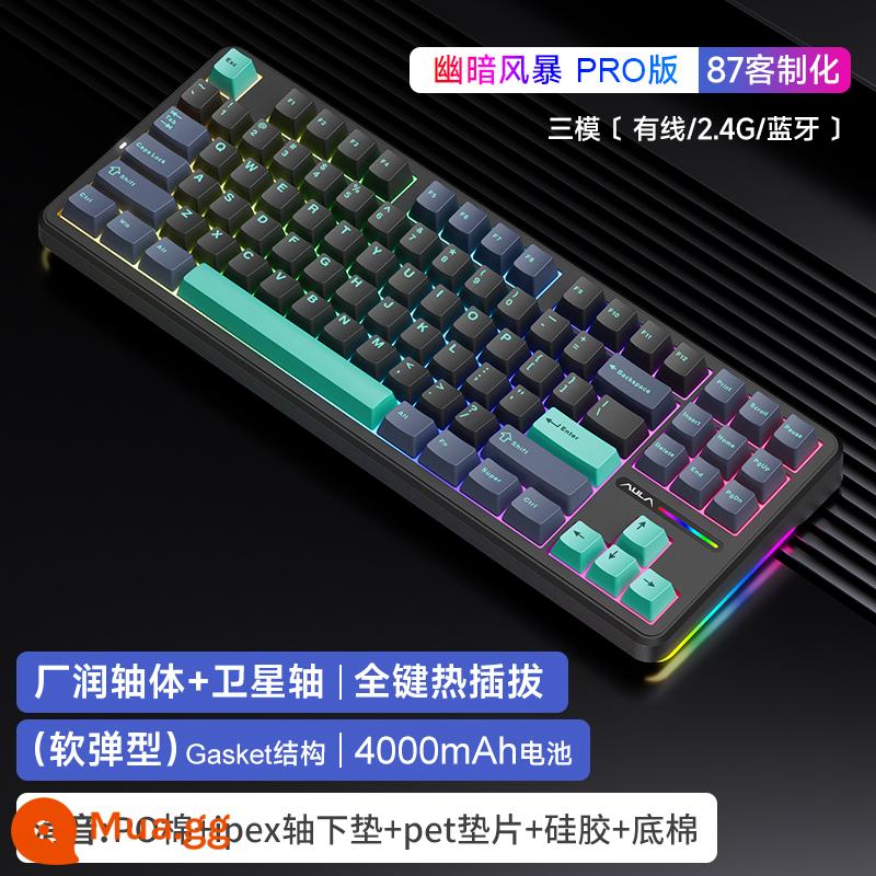 Wolf Spider F87 Bàn Phím Cơ RGB Tùy Chỉnh Cấu Trúc Đệm Full-Key Trao Đổi Nóng 3 Chế Độ Không Dây Bluetooth Trò Chơi - F87 Pro Dark Storm [Ba chế độ]