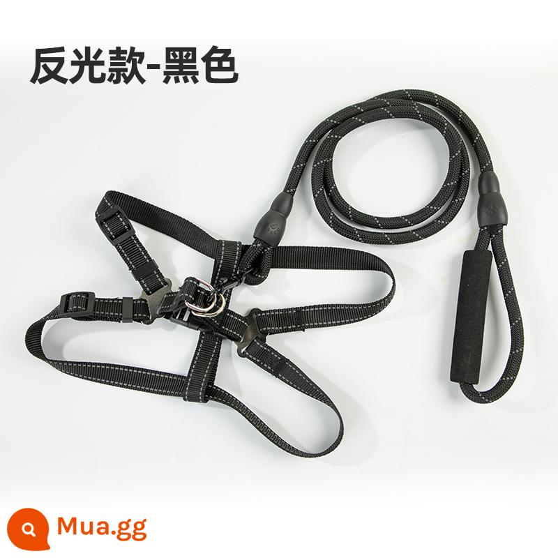 Dây xích chó Đi ra ngoài Đi bộ Dây xích chó Ngực Giữ túi trẻ em Chó cỡ trung và lớn Golden Retriever Pet Dog Chain Chain Chain Dog Leash Rush chống cháy nổ - Mô hình phản chiếu-màu đen