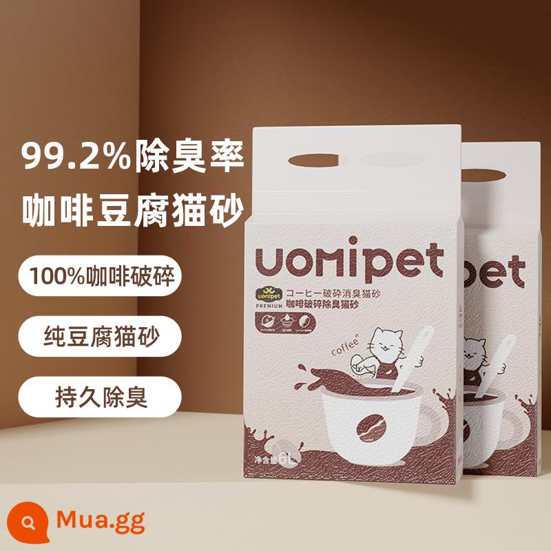 UOMIPET hồng hỗn hợp cát vệ sinh cho mèo miễn phí vận chuyển 20kg đậu phụ mèo bentonite 10kg khử mùi ít bụi - [Cà phê thực vật] Đậu phụ nguyên chất cho mèo 2,4kg*2 gói