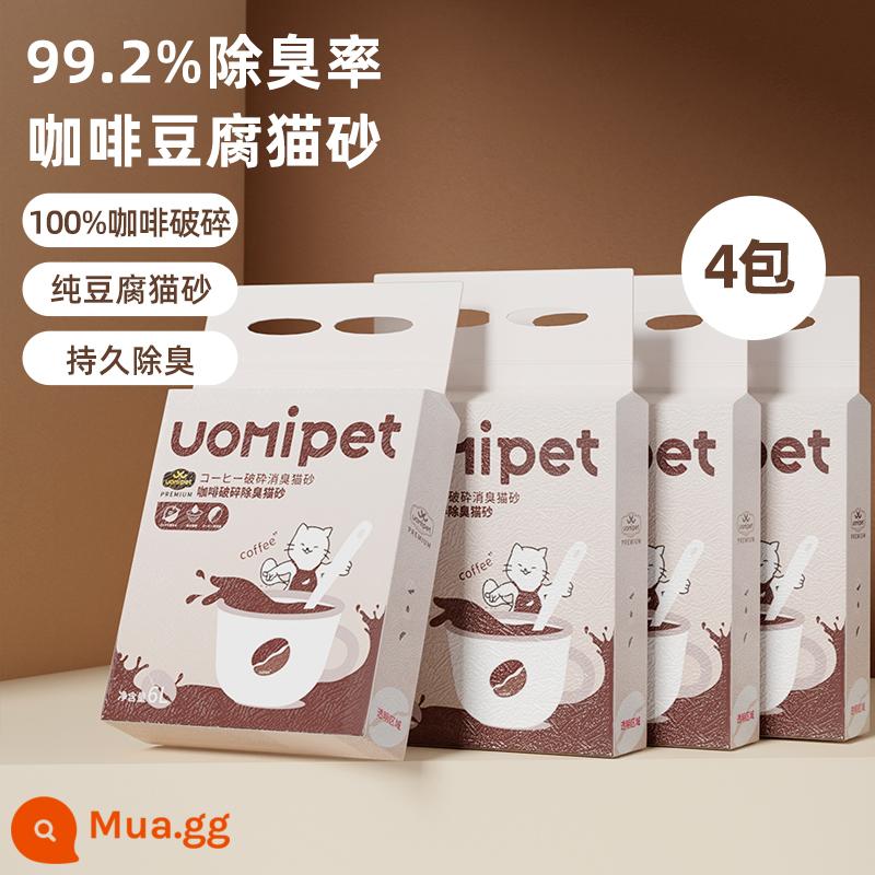 UOMIPET hồng hỗn hợp cát vệ sinh cho mèo miễn phí vận chuyển 20kg đậu phụ mèo bentonite 10kg khử mùi ít bụi - [Cà phê thực vật] Đậu phụ nguyên chất cho mèo 2,4kg*4 gói