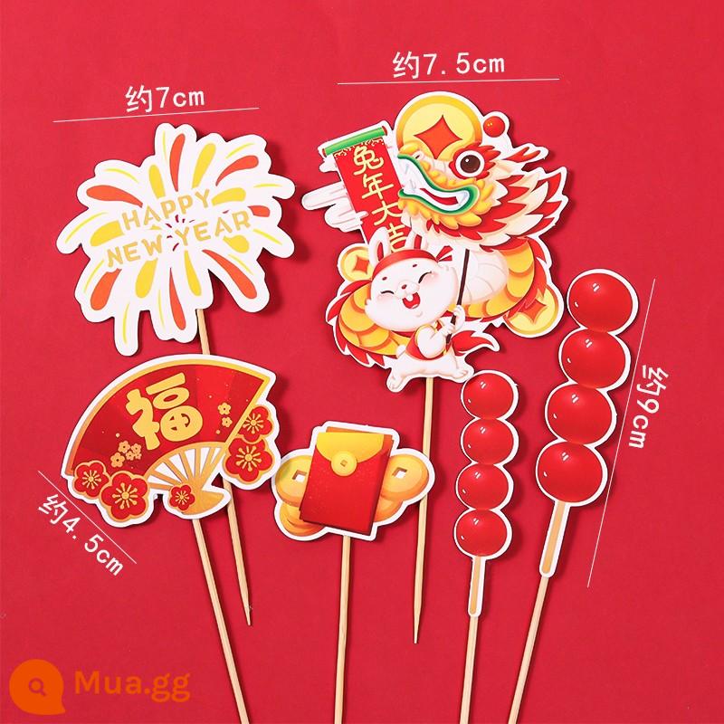 2023 Năm Mới 9 Lưới Cupcake Hộp Muffin Cup Trong Suốt Di Động Bao Bì Hộp Năm Mới Trang Trí Bánh Cắm - Bộ Thỏ Múa Sư Tử Tím Đậm 10 Bộ