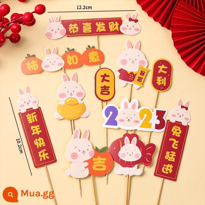 2023 Năm Mới 9 Lưới Cupcake Hộp Muffin Cup Trong Suốt Di Động Bao Bì Hộp Năm Mới Trang Trí Bánh Cắm - Chúc Mừng Năm Mới Thỏ 10 Bộ