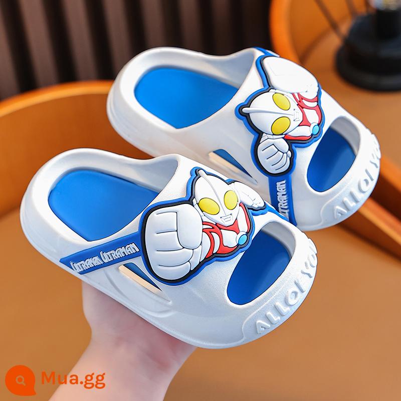 Bé Trai Ultraman Giày Sandal Mùa Hè Hoạt Hình Phòng Tắm Hộ Gia Đình Chống Trơn Trượt Cho Bé Mặc Bao Đầu Bé Gái Trẻ Em Dép - Trắng