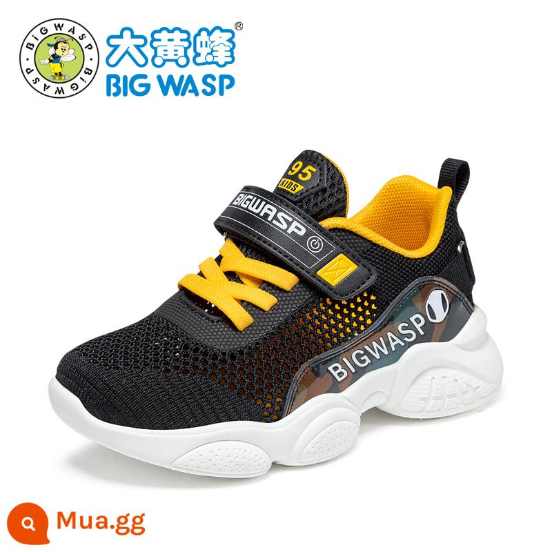 Giày Trẻ Em Bumblebee Giày Sneaker Bé Trai Thu Đông 2022 Mới Bề Mặt Lưới Thoáng Khí Thường Chạy Giày Lưới Giày Trẻ Em - Cam đen (mạng đơn)