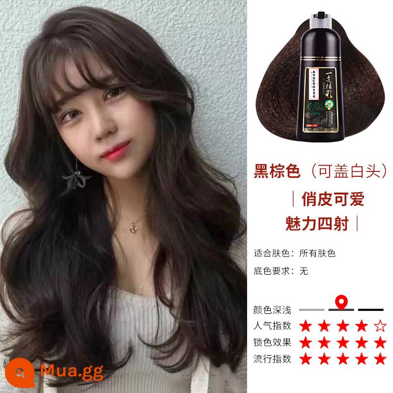 Thuốc nhuộm tóc one-wash black plant cream chính hãng, nguyên chất tại nhà, bong bóng tự nhiên, không gây kích ứng, đen tự nhiên cho nam và nữ - Màu nâu đen〖dung tích lớn 500ml〗