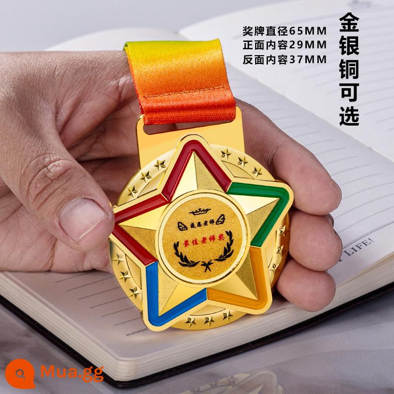 Huy chương pha lê tùy chỉnh trò chơi marathon bóng đá bóng rổ bóng bàn cầu lông kính kim loại nhỏ niêm yết tùy chỉnh - Ngôi sao năm cánh mới - tùy chọn vàng, bạc và đồng