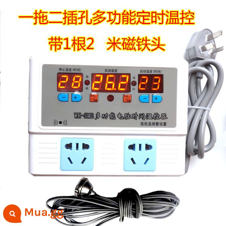 Báo động thông minh 2000W điều khiển nhiệt độ không đổi cắt đôi chăn nuôi nhà kính một kéo hai lò sưởi công tắc ổ cắm SM2 bơm tuần hoàn - SM2 với màn hình từ tính 2m + cáp chống nước 1m