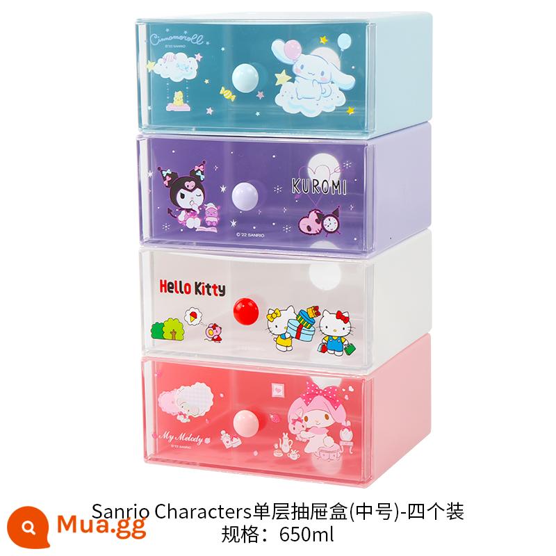 Sản phẩm nổi tiếng Hộp đựng đồ ngăn kéo Sanrio hộp đựng đồ để bàn hình chó quế miniso dễ thương - Hello+Culomi+Giai điệu+Cinnamon Dog (4 miếng)