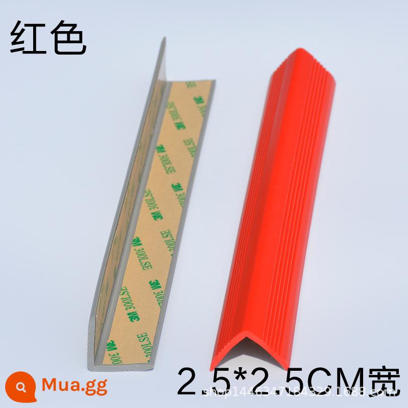 PVC tự dính bậc cầu thang pad bậc mẫu giáo góc chống va chạm dải chống trượt sàn ngoài trời dải cạnh - [Mẫu V được nâng cấp chống thấm nước và chống nấm mốc] rộng 2,5 * 2,5 cm màu đỏ 1 mét (cứ 5 miếng lấy 1 miếng cùng kiểu)