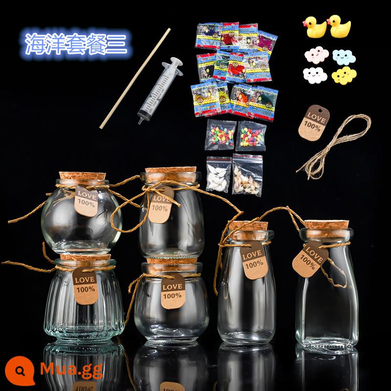 miễn phí vận chuyển sáng tạo diy đại dương chai nút chai trong suốt chai thủy tinh trôi chai cầu vồng chai wish chai star chai chất liệu - Gói Kaki Đại Dương Tối 3