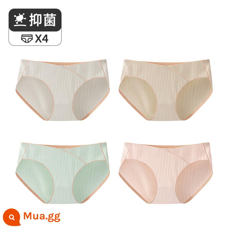 Đồ lót bà bầu Jingqi cotton nguyên chất của phụ nữ trong tam cá nguyệt thứ nhất, giữa và thứ ba, không có dấu vết, quần đùi cỡ lớn, phần mỏng mùa hè - Xám nhạt + da sáng + xám xanh + bột tôm