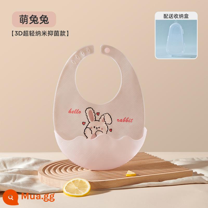 Jingqi bé không chủ yếu thực phẩm yếm có dây đeo cho bé ăn yếm silicone chống thấm nước ăn yếm có dây đeo túi mềm trẻ em bú túi - [Bản in mới] Chú thỏ siêu mỏng dễ thương-3D [Phong cách nấm nano] có hộp đựng