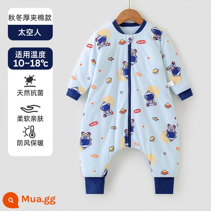 Túi ngủ cho bé Jingqi mùa xuân, mùa thu và mùa đông kẹp tóc trẻ em cotton chống đá chăn dày xẻ chân cho bé cotton nguyên chất phổ biến cho tất cả các mùa - Mẫu chần bông dày cho mùa thu đông - chống gió và ấm áp - nhiệt độ phòng khuyến nghị 10-18oC - Phi hành gia