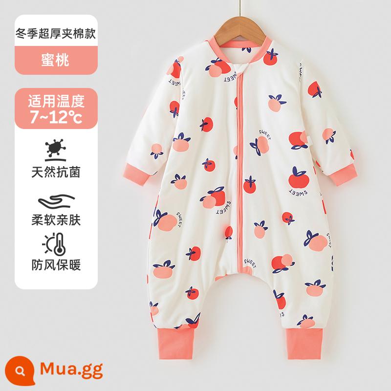 Túi ngủ cho bé Jingqi mùa xuân, mùa thu và mùa đông kẹp tóc trẻ em cotton chống đá chăn dày xẻ chân cho bé cotton nguyên chất phổ biến cho tất cả các mùa - Mẫu chần bông cực dày dùng trong mùa đông, chống gió và giữ ấm ở nhiệt độ phòng 7-12oC -Peach