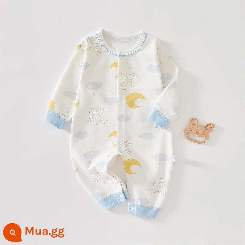 Jingqi Sơ Sinh Jumpsuit Mùa Thu Cotton Nguyên Chất Thẳng Mở Nam Nữ Bé Không Xương Áo Liền Quần Quần Áo Quần Áo Mùa Thu - Bầu trời đầy sao của Pegasus