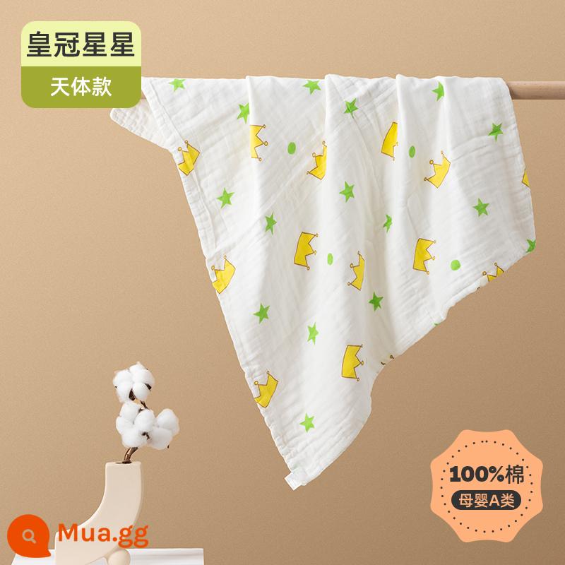 Khăn tắm sơ sinh Jingqi dành cho trẻ lớn khăn sơ sinh cotton siêu mềm cho trẻ em khăn tắm thấm hút cotton nguyên chất - Crown Star (thiên mẫu)/khăn tắm sáu lớp