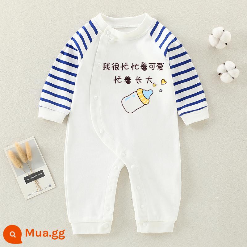 Jingqi quần áo trẻ sơ sinh bé mùa thu và mùa đông áo liền quần cotton nguyên chất đồ ngủ quốc triều Trung Quốc áo liền quần gió bò quần áo - tôi đang rất bận