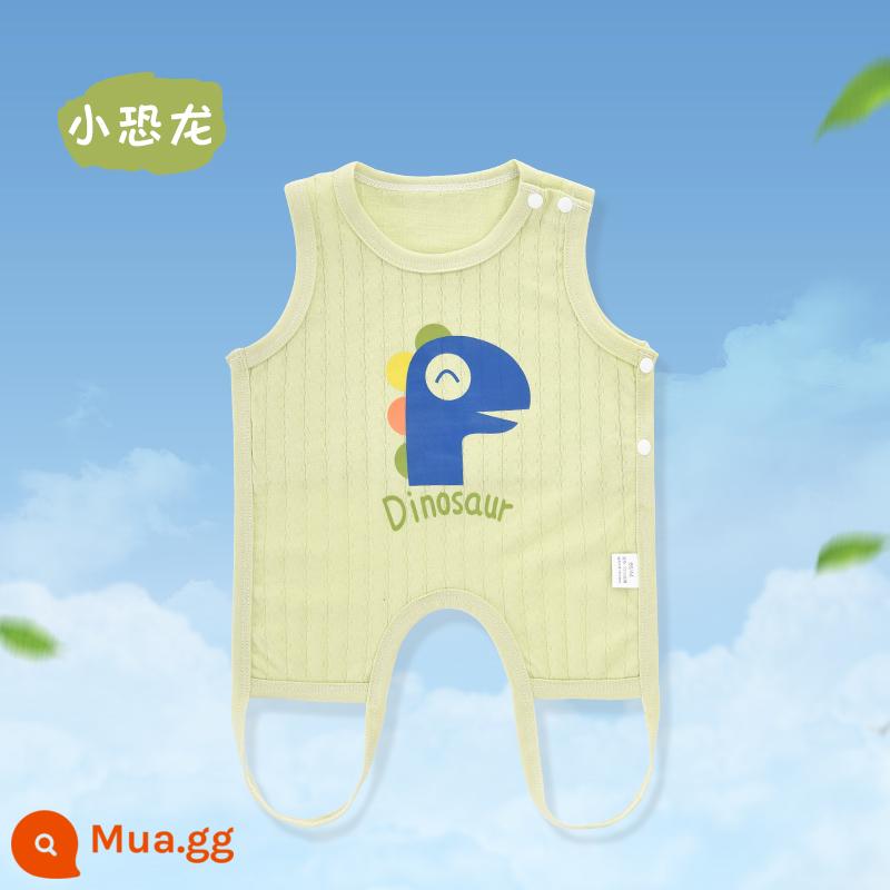 Jingqi tạp dề cho bé nửa lưng bảo vệ bụng mùa hè phần mỏng cho bé có chân cotton nguyên chất bụng sơ sinh eo phong cách vest túi - khủng long nhỏ