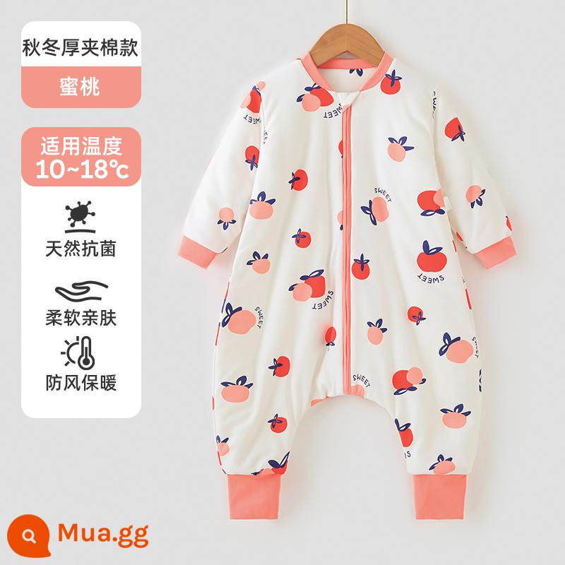 Túi ngủ cho bé Jingqi mùa xuân, mùa thu và mùa đông kẹp tóc trẻ em cotton chống đá chăn dày xẻ chân cho bé cotton nguyên chất phổ biến cho tất cả các mùa - Mẫu chần bông dày cho mùa thu đông - chống gió và ấm áp - nhiệt độ phòng khuyến nghị 10-18oC - Màu đào