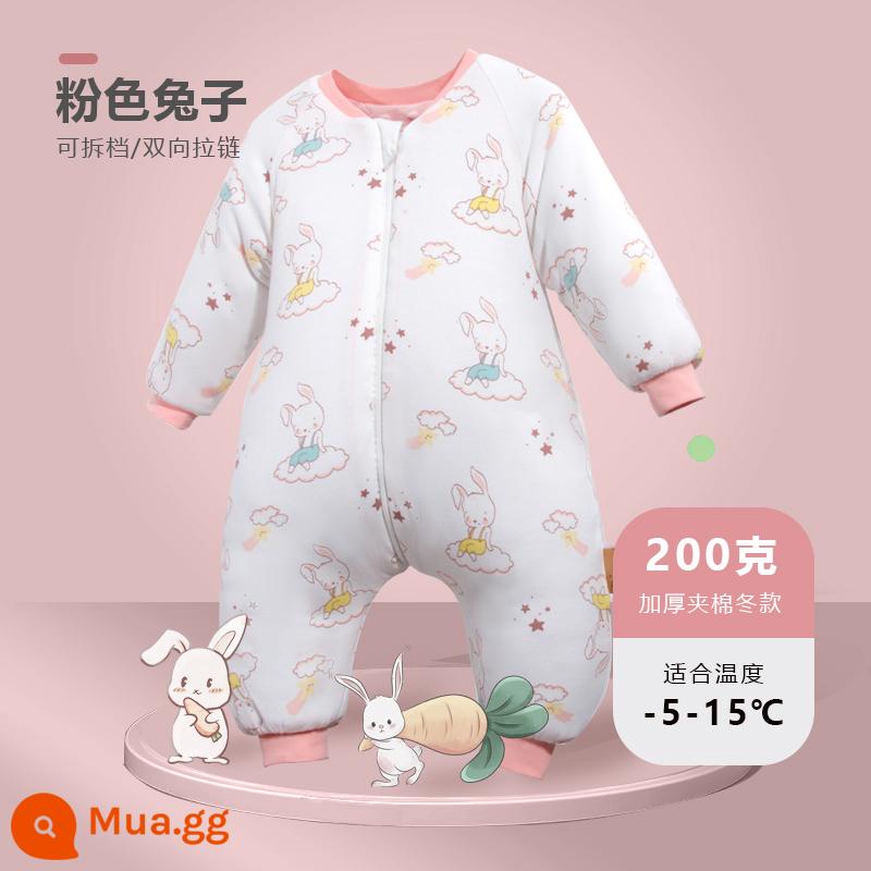 Túi ngủ cho bé Jingqi mùa xuân, mùa thu và mùa đông kẹp tóc trẻ em cotton chống đá chăn dày xẻ chân cho bé cotton nguyên chất phổ biến cho tất cả các mùa - Mô hình mùa đông sâu - nhiệt độ không đổi [nhiệt độ phòng khuyến nghị -5-15oC] thỏ hồng