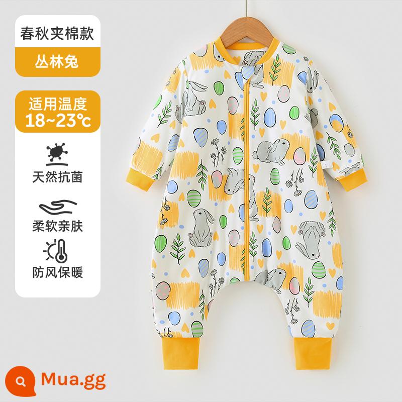 Túi ngủ cho bé Jingqi mùa xuân, mùa thu và mùa đông kẹp tóc trẻ em cotton chống đá chăn dày xẻ chân cho bé cotton nguyên chất phổ biến cho tất cả các mùa - Phong cách chần bông mùa thu-chống gió và nhiệt độ phòng được khuyến khích ấm áp 18-23oC -Thỏ rừng