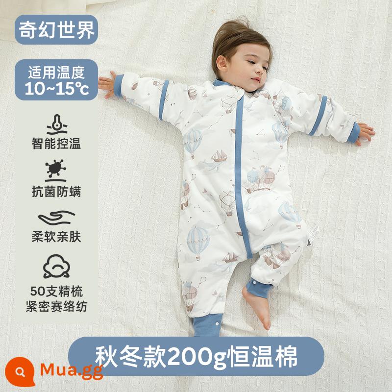 Túi ngủ cho bé Jingqi mùa xuân, mùa thu và mùa đông kẹp tóc trẻ em cotton chống đá chăn dày xẻ chân cho bé cotton nguyên chất phổ biến cho tất cả các mùa - Phong cách dày đặc mùa thu đông [nhiệt độ không đổi - nhiệt độ phòng khuyến nghị 10-15oC] Thế giới tưởng tượng