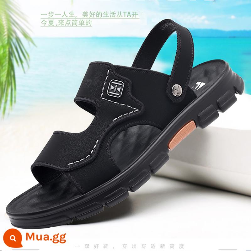 Giày Sandal Nam Mùa Hè Mới 2023 Da Đế Mềm Chống Trơn Trượt Chống Mòn Giày Đi Biển Thông Thường Mang Ngoài Xăng Đan Và Dép Kép - FLNN8893 màu đen