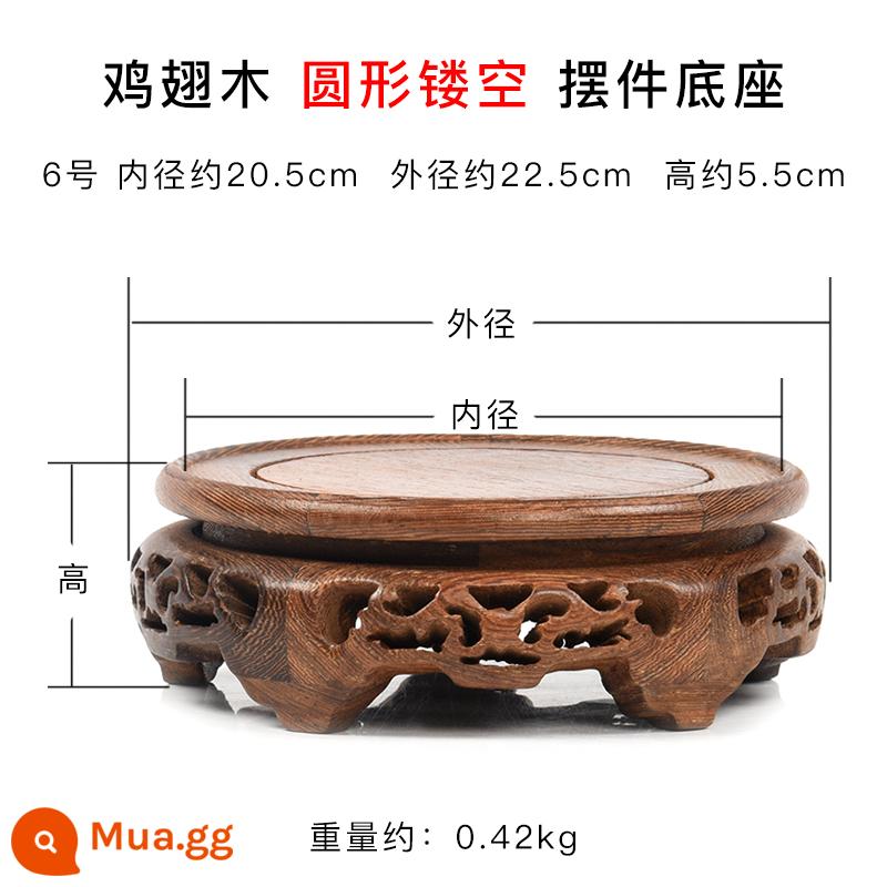 Mahogawa tròn cơ sở nhang đốt Phật tượng Teapot Pot hoa Pot Solid Wood Pallet Chai hoa Qi Đá Cá Cá Căn cứ - Đường kính trong rỗng số 6 20,5 * 22,5 * 5,5cm