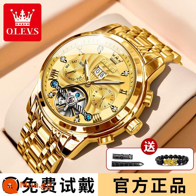 2021 Thụy Sĩ Mới Chứng Nhận Đồng Hồ Nam Hoàn Toàn Tự Động Cơ Nam Thương Hiệu Tourbillon Rỗng Chống Thấm Nước - Cùng phong cách với ngôi sao - đai thép toàn vàng [bảo hành 10 năm + quà tặng hấp dẫn]