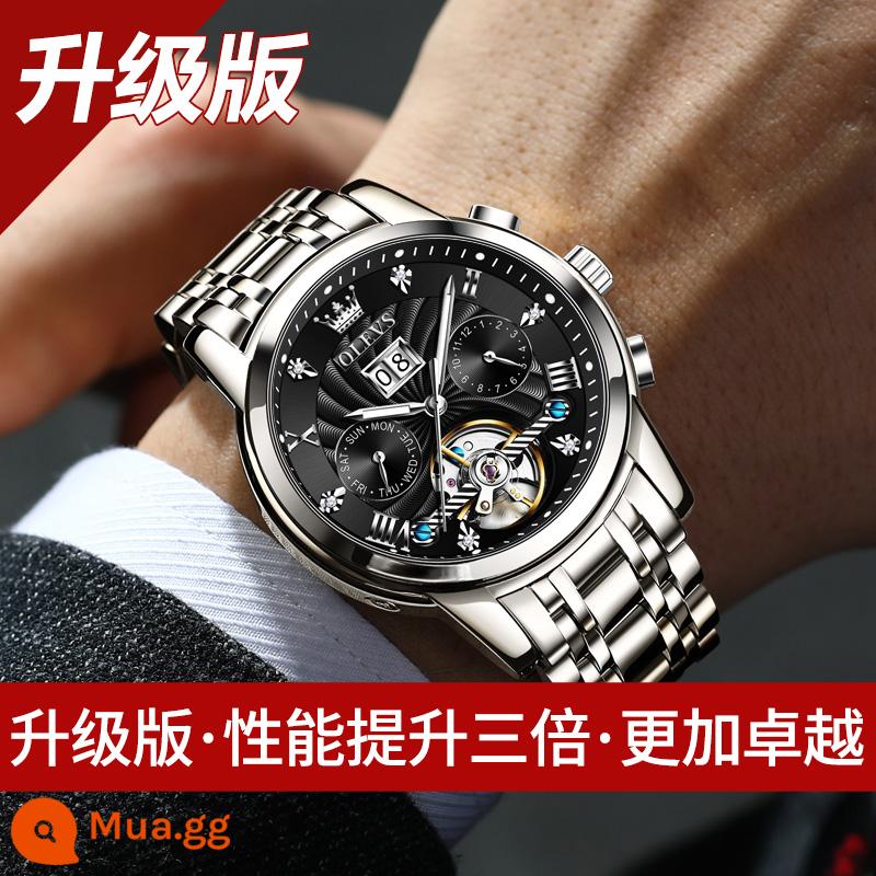 2021 Thụy Sĩ Mới Chứng Nhận Đồng Hồ Nam Hoàn Toàn Tự Động Cơ Nam Thương Hiệu Tourbillon Rỗng Chống Thấm Nước - 95% chọn phiên bản nâng cấp của Julian Cheung - Đai Thép Đen [Bảo Hành Trọn Đời + Quà Tặng Miễn Phí]