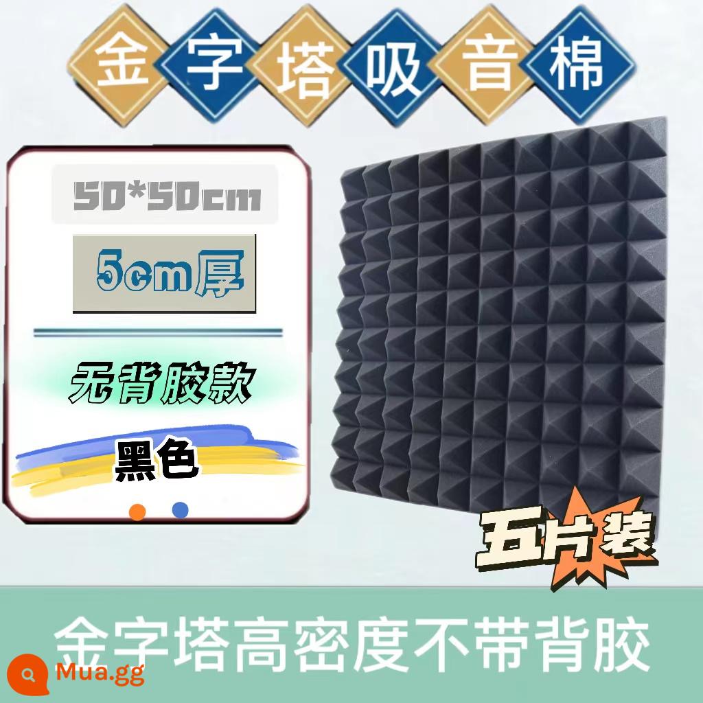 Bông cách âm kim tự tháp Bông tiêu âm tự dính dán tường trong nhà Bông tiêu âm phòng thu âm ktv phòng trực tiếp phòng piano phòng mỏ neo - Chất chống cháy mật độ cao 5cm không có chất kết dính - màu đen 5 miếng