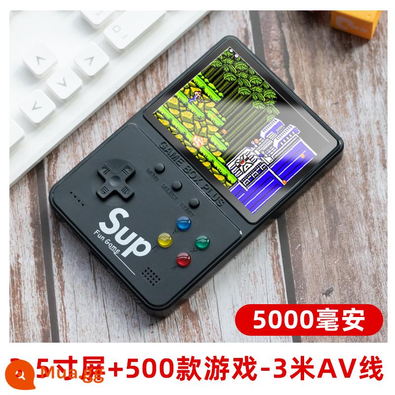 Sup máy chơi game cầm tay nhỏ sạc đôi di động có thể kết nối với TV retro hoài cổ mini fc thời thơ ấu cầm tay mới - 3,5 inch sup màu đen thanh lịch (chơi đơn) 500 game kèm sạc di động 5000 mAh