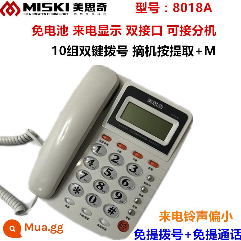 Meisiqi 8018 ID người gọi điện thoại văn phòng tại nhà điện thoại cố định có dây điện thoại cố định không dùng pin - 8018A màu trắng