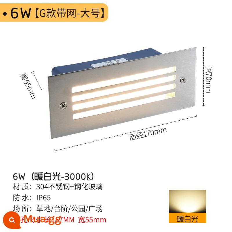 LED nhúng đèn chân đèn góc ngoài trời không thấm nước 86 loại cơ thể con người cảm ứng bước bước lối đi đèn cầu thang - Model G có mạng 6W [model 220V luôn sáng]