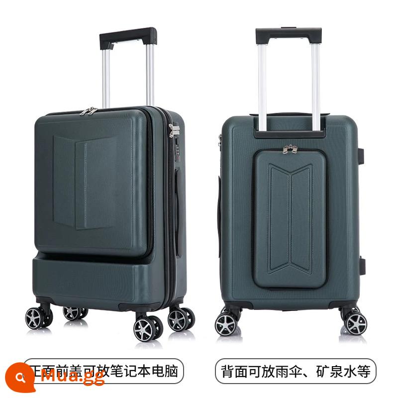 Máy tính phía trước trường hợp xe đẩy lên máy bay 20 inch nam lưới đỏ ins vali nữ vali mật khẩu nhỏ 24 vali - Màu xanh đậm [công tắc kép phía trước và phía sau]