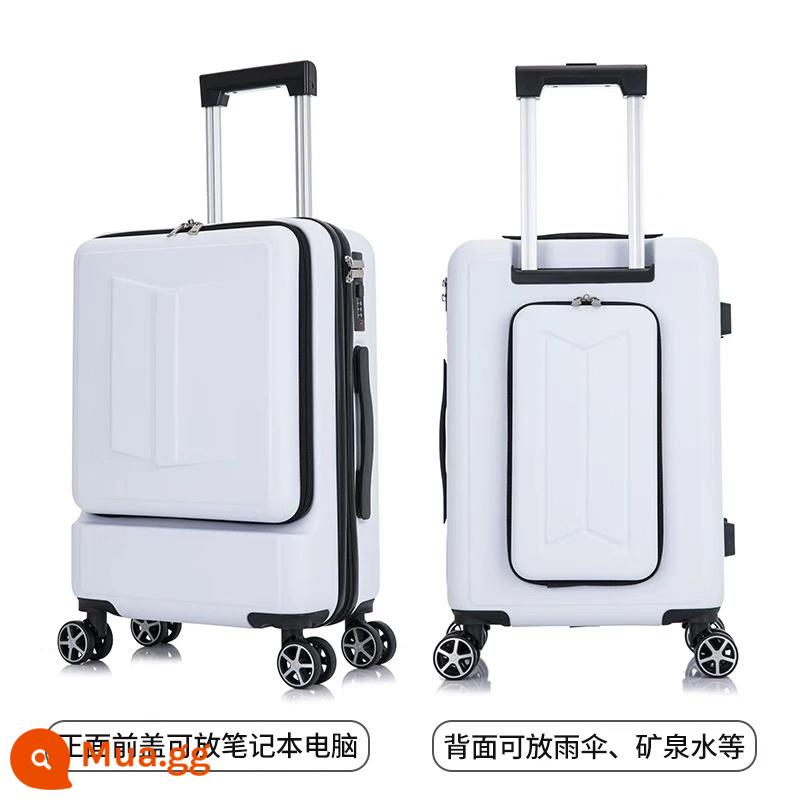 Máy tính phía trước trường hợp xe đẩy lên máy bay 20 inch nam lưới đỏ ins vali nữ vali mật khẩu nhỏ 24 vali - Trắng [công tắc kép phía trước và phía sau]