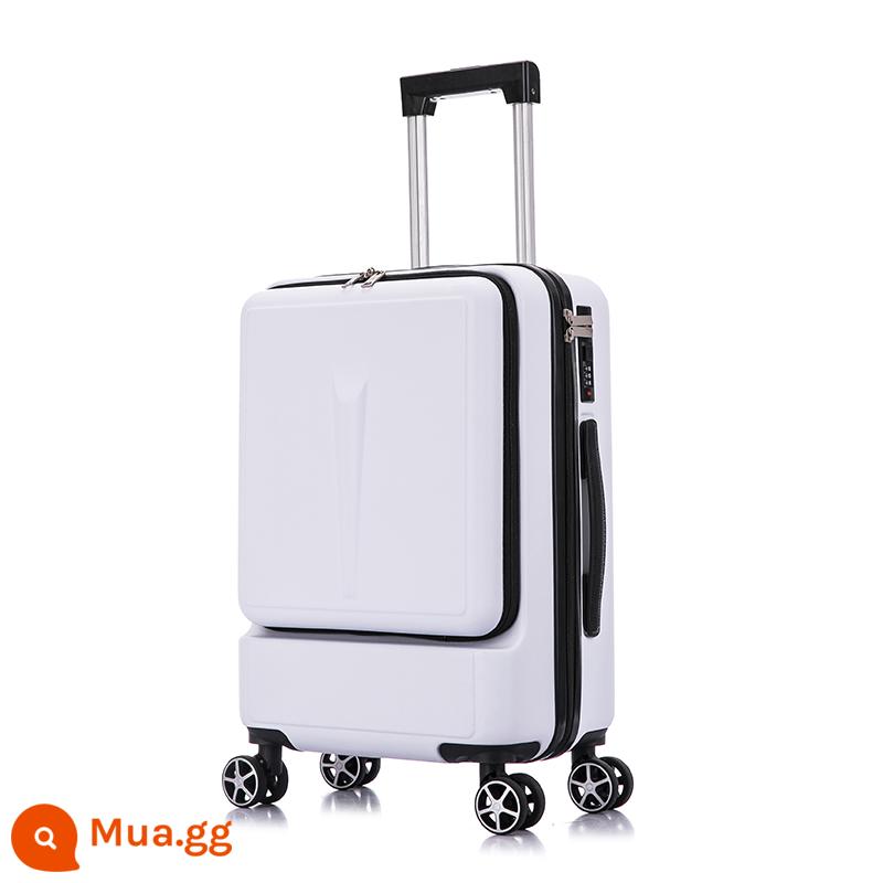 Máy tính phía trước trường hợp xe đẩy lên máy bay 20 inch nam lưới đỏ ins vali nữ vali mật khẩu nhỏ 24 vali - Trắng [mở phía trước]