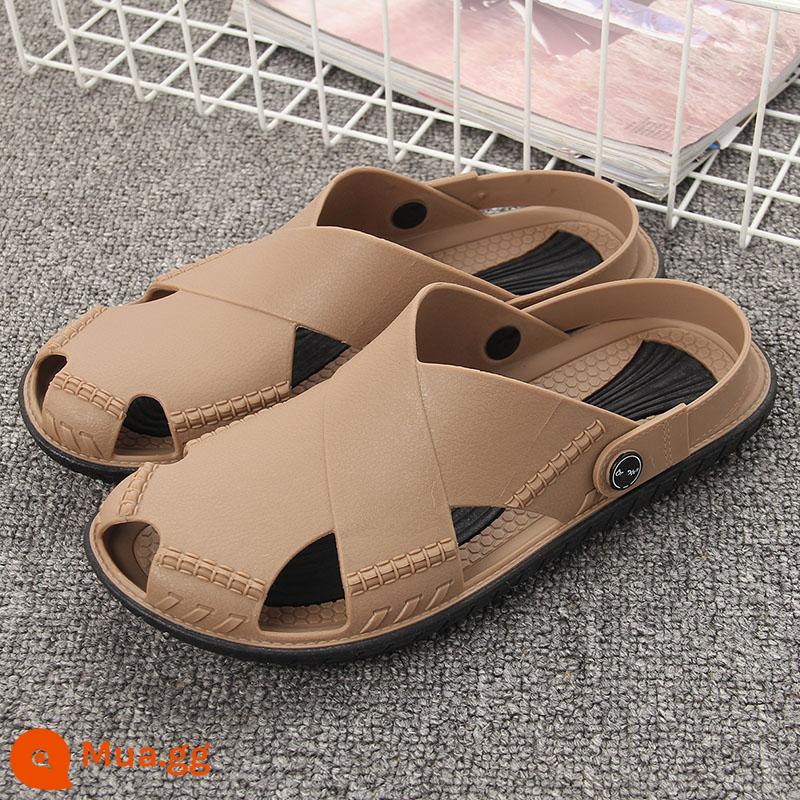 Hàng Nhập Khẩu Việt Nam Wentu Sandal Nam Cao Su Thiên Nhiên Cao Su Bao Đầu Giày Sandal Và Dép Chống Trơn Trượt Giày Đi Biển Giày Có Lỗ - 15kaki/đen [nhập khẩu chính hãng]