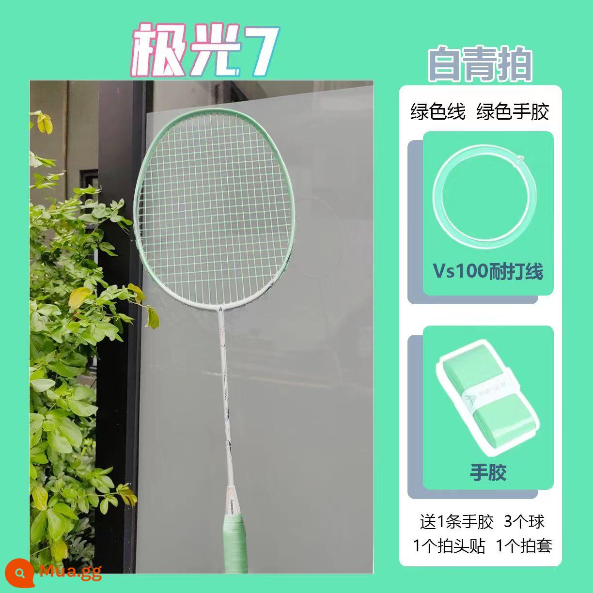 Vợt cầu lông Kawasaki Aurora 7 Shili hoa đào sứ trắng xanh Q5 siêu nhẹ toàn sợi carbon vợt đơn nam nữ siêu nhẹ - Aurora 7 màu trắng và xanh lam (đường xanh nhạt) đi kèm 3 quả bóng + 1 keo cầm tay + 1 miếng dán đầu vợt + Túi đựng vợt Aurora