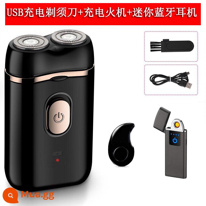 Máy cạo râu điện mini thông minh và tiện lợi Máy cạo râu sạc USB có thể giặt được Máy cạo râu đa năng cho nam giới - Máy Cạo Râu Điện 118 + Bluetooth Mini + Bật Lửa