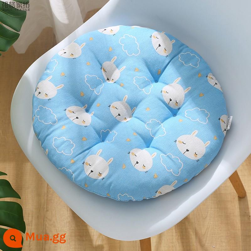 Vòng đơn giản đệm ghế futon dày tất nam sàn nhà văn phòng ít vận động đệm bông và vải lanh đệm ghế - Chú thỏ con màu xanh da trời (tròn)